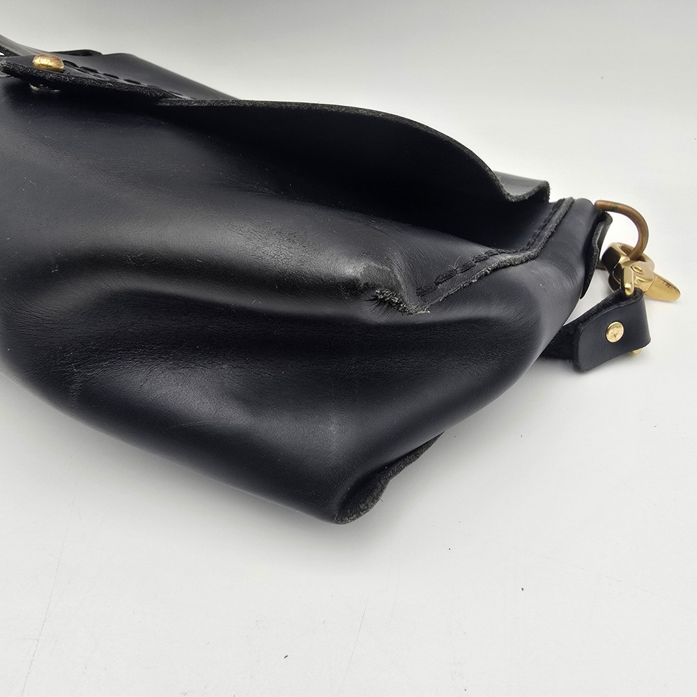 Eleven 10 Leather Crossbody Bag Black Adjustable Strap Brass Hardware - Picture 10 of 13